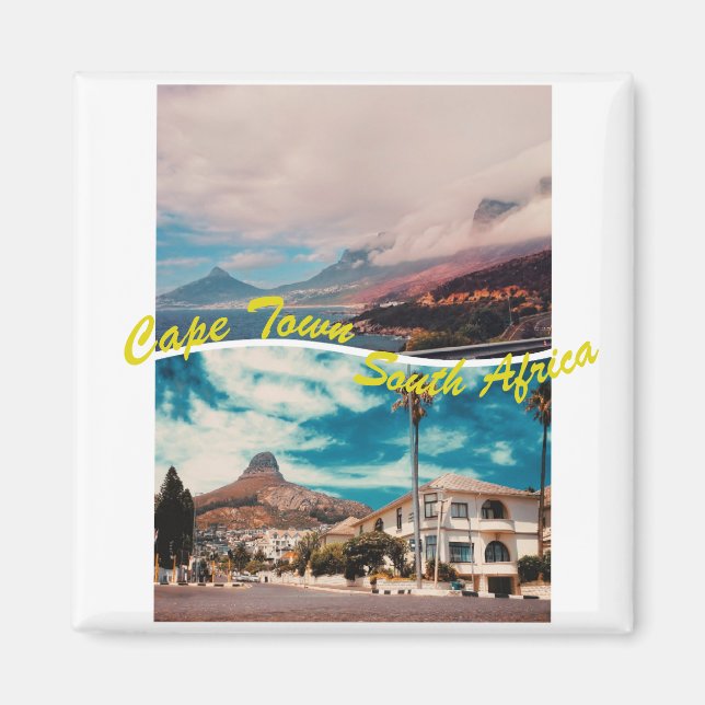 Kapstadt Südafrika Löwe Kopf Collage Magnet (Vorne)