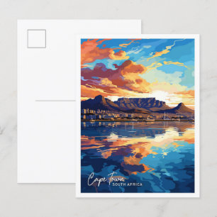 Kapstadt Südafrika Reise Vintage-Illustration Postkarte