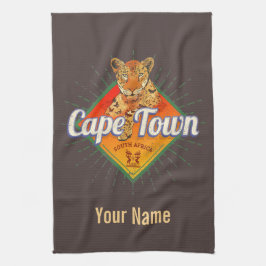 Kapstadt Südafrika Retro Leopard Vintag Geschirrtuch