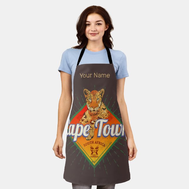 Kapstadt Südafrika Retro Leopard Vintag Schürze (Getragen)