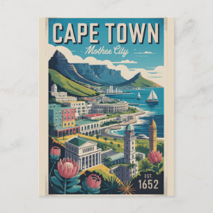 Kapstadt Südafrika Retro-Reiseposter-Kunst Feiertagspostkarte