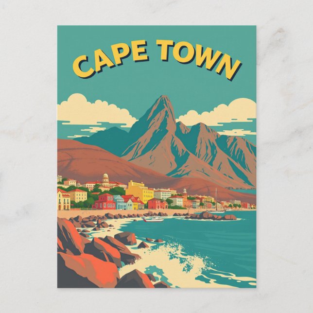 Kapstadt, Südafrika Retro Vintage Travel Postkarte (Vorderseite)