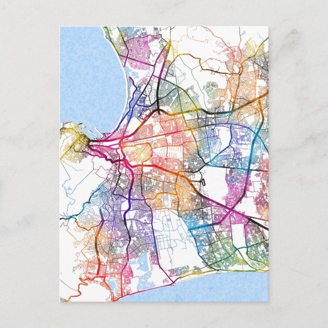 Kapstadt Südafrika Stadtplan Postkarte (Vorderseite)