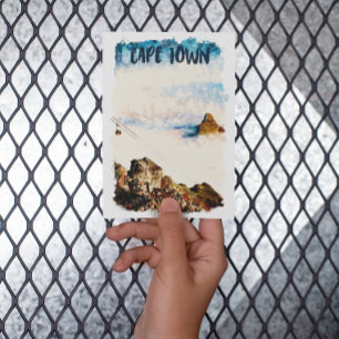 Kapstadt Südafrika Tafelberg Wasserfarbe Postkarte