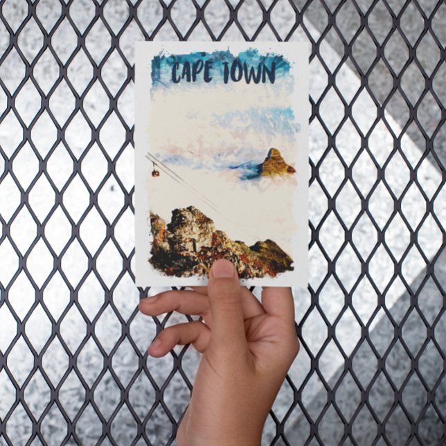 Kapstadt Südafrika Tafelberg Wasserfarbe Postkarte (cape town south africa watercolor postcard)