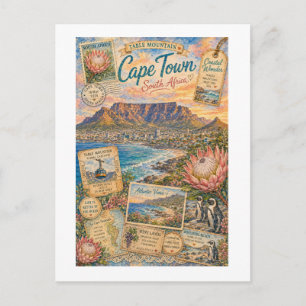 Kapstadt Südafrika Vintage Reise Collage Postkarte