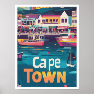 Kapstadt Südafrika Vintage Reiseillustration Poster
