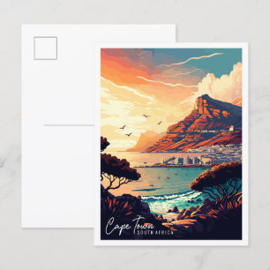 Kapstadt Südafrika Vintage-Reiseillustration Postkarte