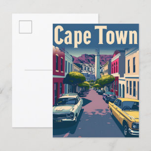 Kapstadt Südafrika Vintage Reiseillustration Postkarte