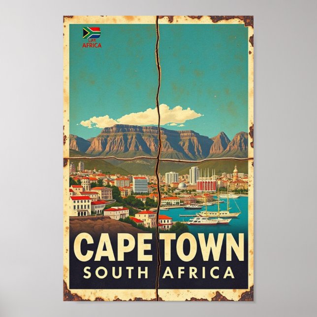 Kapstadt - Südafrika Vintage Travel Poster (Vorne)
