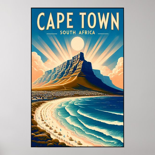 Kapstadt - Südafrika Vintage Travel Poster (Vorne)