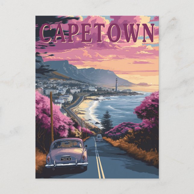 Kapstadt, Südafrika Vintage Travel Postkarte (Vorderseite)