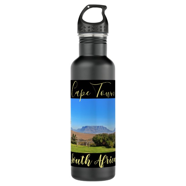 Kapstadt Tafelberg Blick Gras Südafrika Edelstahlflasche (Vorderseite)