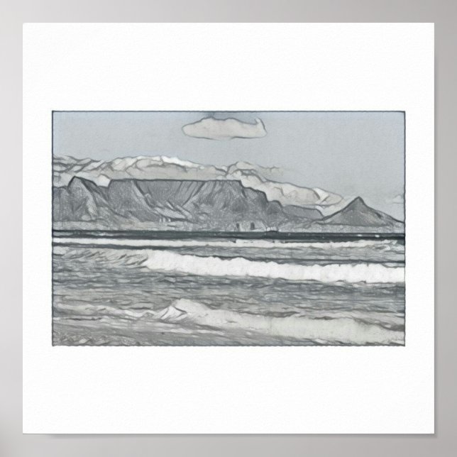 Kapstadt Tafelberg Sketch Poster (Vorne)