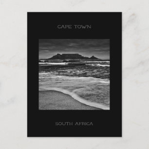 Kapstadt Tafelberg Strand Ozean Monochrom Postkarte