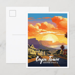 Kapstadt Vintage-Kunst-Reiseillustration Postkarte