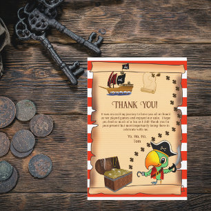 Kaptän Papagei Schatz Piratenjunge Geburtstag Dankeskarte
