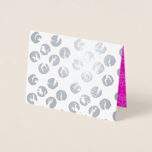Kaputte Polka-Punkte-Karte   Silberfoliendruck Folienkarte