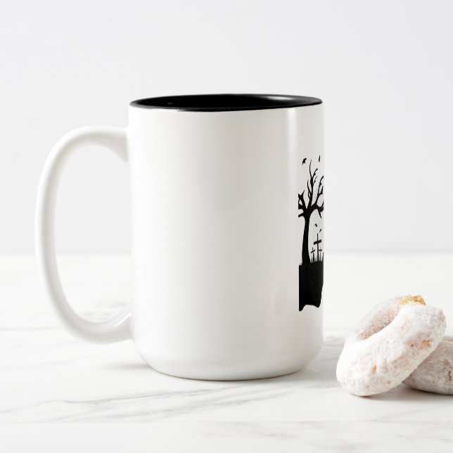 Kapuzenjacke "Lebend Albtraum" Zweifarbige Tasse (Mit Donut)
