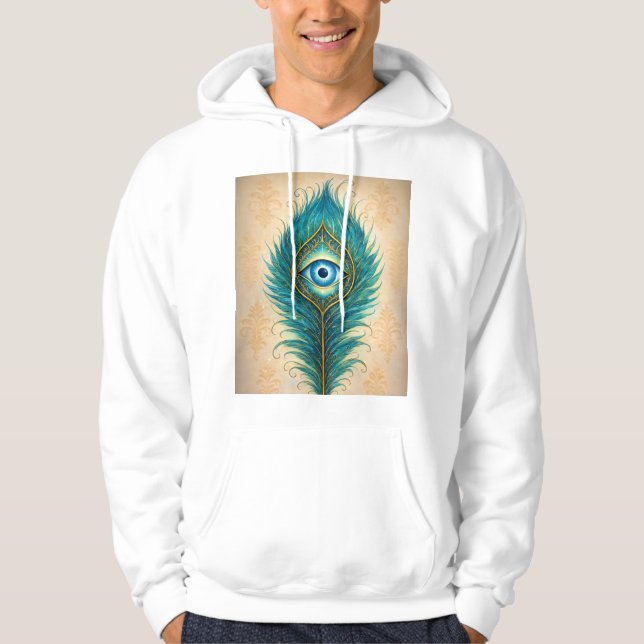 Kapuzenpullover mit Pfauenfeder-Design Hoodie (Vorderseite)