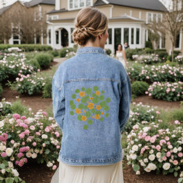 Kapuzinerkresse-Blumenillustration Vintage Natur Jeansjacke