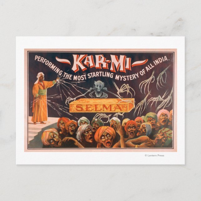 Kar-mi "Das erschreckendste Geheimnis Indiens" Postkarte (Vorderseite)