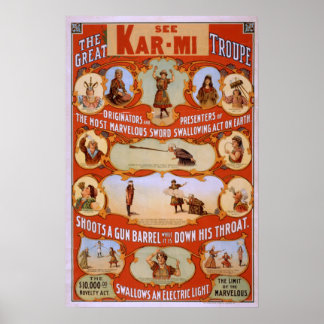 KAR-MI Magician Troupe VAUDEVILLE Poster