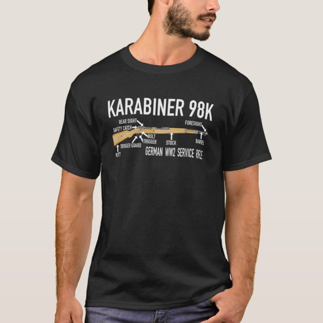 Karabiner 98k German WW2 Rifle Diagramm T-Shirt (Vorderseite)