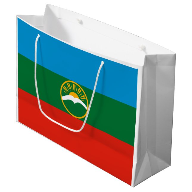Karachay Cherkessia Flag Große Geschenktüte (Vorderseite Schrägansicht)