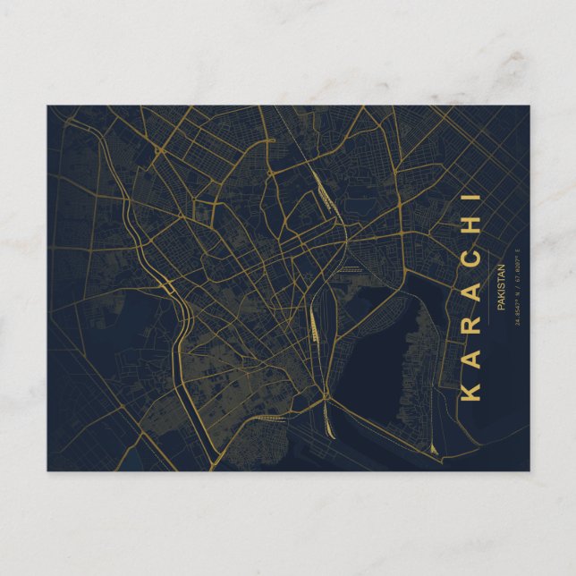 Karachi Pakistan Karte Minimal (Vorderseite)