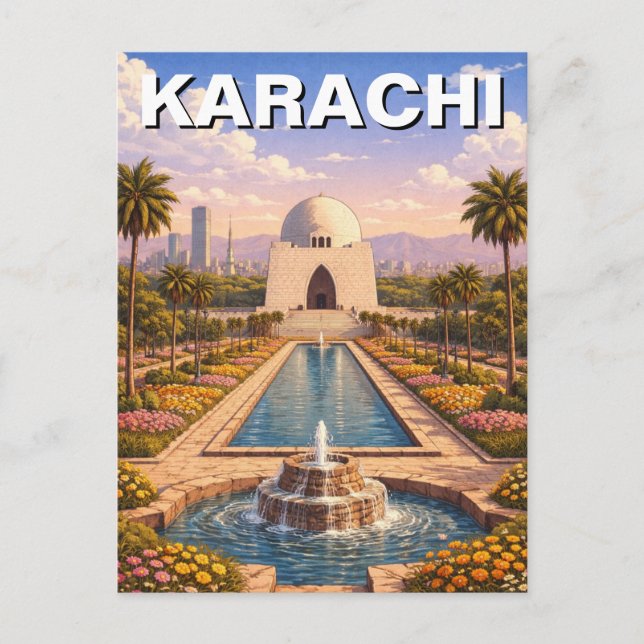 Karachi Pakistan Reise Postkarte (Vorderseite)