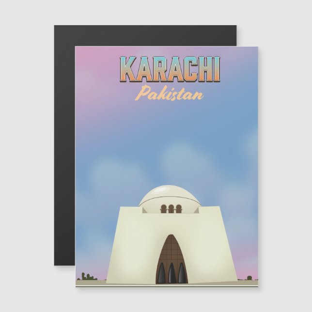 Karachi Pakistan Reiseplakat Magnetkarte (Vorne/Hinten)