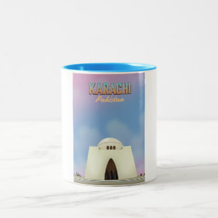 Karachi Pakistan Reiseplakat Zweifarbige Tasse
