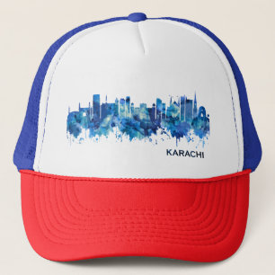 Karachi Pakistan Skyline Blue Truckerkappe