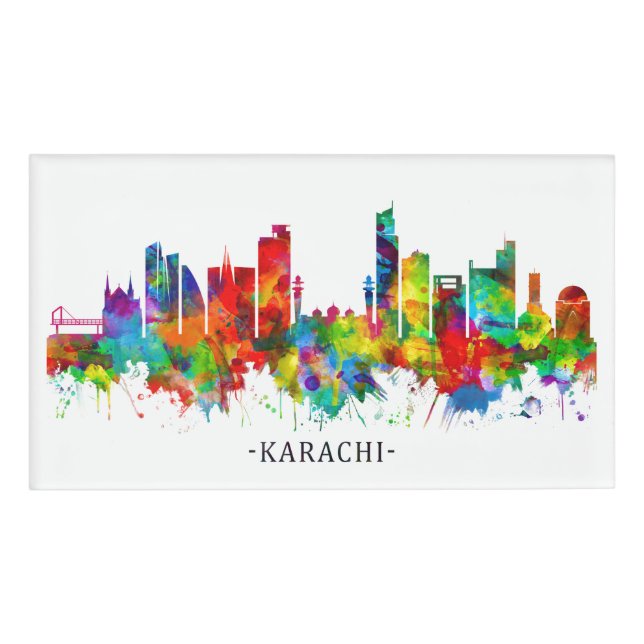 Karachi Pakistan Skyline Namenschild (Vorderseite)