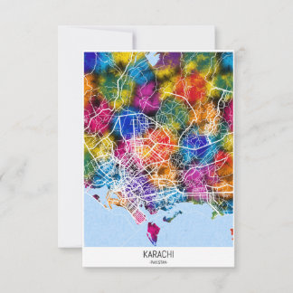 Karachi Pakistan Stadtkarte Dankeskarte