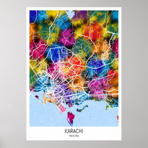 Karachi Pakistan Stadtkarte Poster