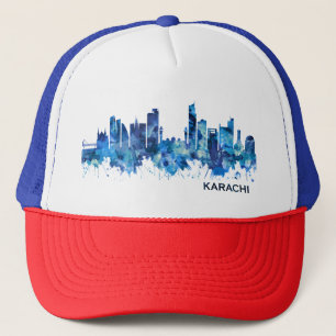 Karachi Skyline Pakistan Blue Truckerkappe