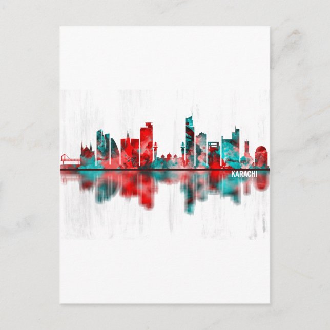 Karachi Skyline Pakistan Einladungspostkarte (Vorderseite)