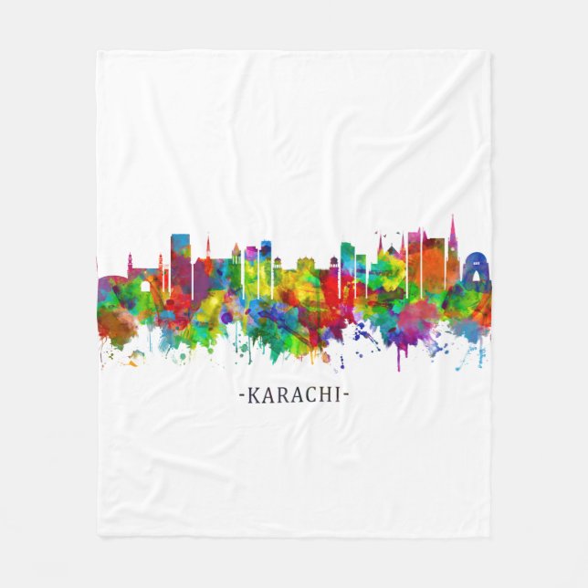 Karachi Skyline Pakistan Fleecedecke (Vorderseite)