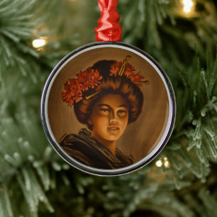 Karama: Japanische Romanze Geisha Schauspielerin Ornament Aus Metall