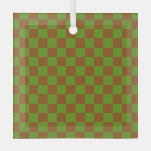 Karamell-Apfel-Karo-Muster Ornament Aus Glas (Vorderseite)