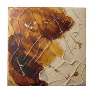 Karamell Bernstein Harz Goldblatt Abstract Fliese