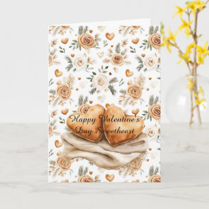 Karamell-Creme-Herzkissen-Decke-Blumenliebe Karte