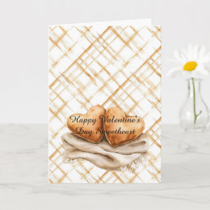 Karamell-Creme-Streifen-Herzkissen-Decke Liebe Karte