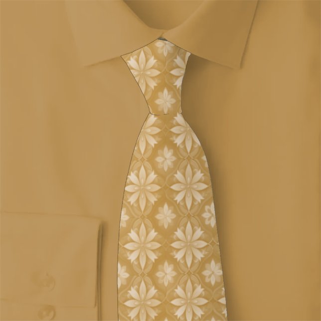 Karamell geometrisch floral krawatte (Von Creator hochgeladen)