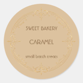 Karamell-Gold-Label für kleine Bäckereien Runder Aufkleber