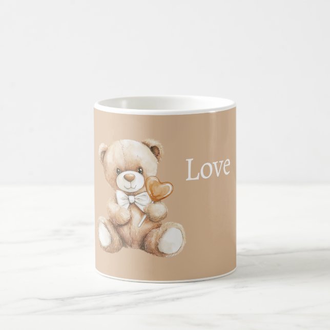 Karamell-Herz-Teddybär Kaffeetasse (Mittel)