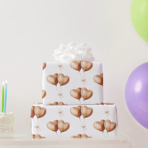 Karamell-Herzballons Geburtstag Geschenkpapier