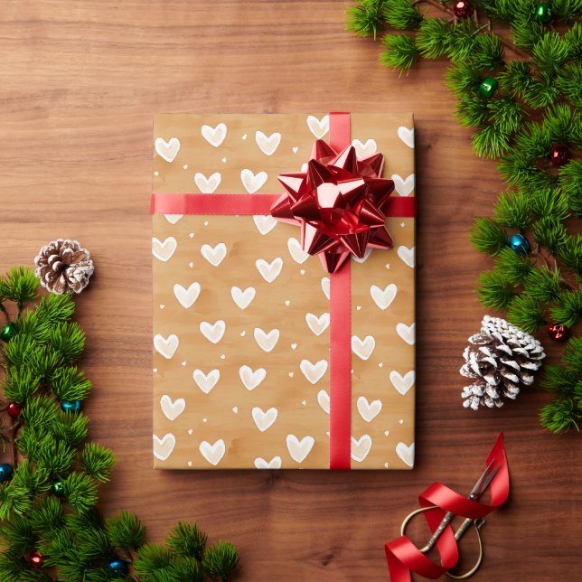 Karamell-Herzen Weihnachten Geschenkpapier (Feiertagsgeschenk)